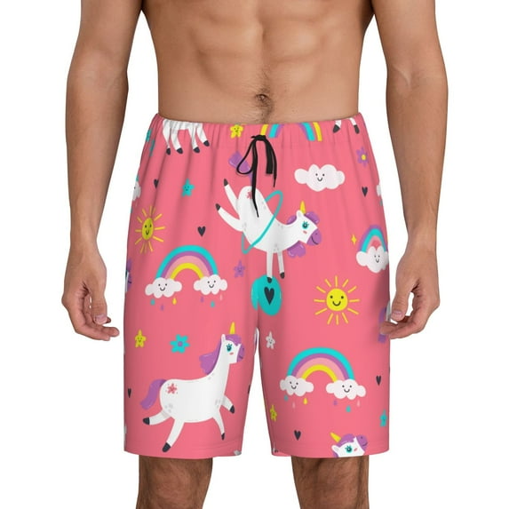 Wukai Yoga Unicorn Men’s Short Pajama Pants With Pockets Soft Sleep Pj Shorts for Men-4X-Large