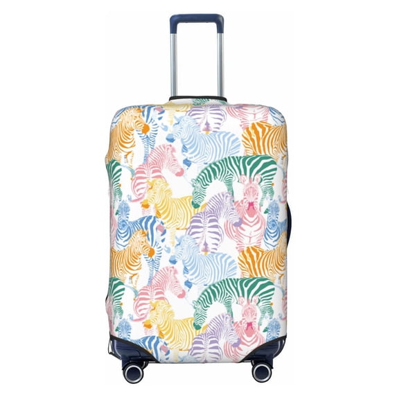 Wukai Zebra Colourful Elastic Luggage Cover: Personalized Protection for Your Suitcase - Fits 19~29-inch, Washable & Durable Travel Companion-Small
