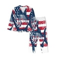 thumbnail image 1 of Wukai bass fish with the USA flag Print Women’s Pajama Long Sleeve Sleepwear Soft&nbsp;-Large, 1 of 7