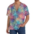 thumbnail image 1 of Wukai blue pink colorful cracked texture Men's Casual Short-Sleeve Button Down Shirt,Cuban Shirts for Men,Mens Short Sleeve Dress Shirts-Small, 1 of 5