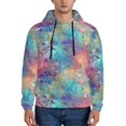 thumbnail image 1 of Wukai blue pink colorful cracked texture Print Men Hoodies Fleece Sweatshirts Long Sleeve Sweaters Pullover Fall Outfits Winter Clothes-Medium, 1 of 7