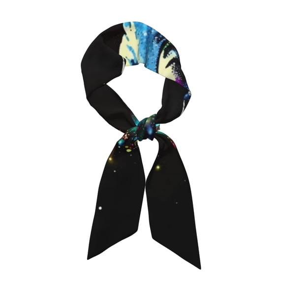Wukai colorful flames dinosaur Print Hair Scarf for Women Fashion Silky Satin Headscarf Wrap Breathable Lightweight Neck Scarves For Handbag Accessories