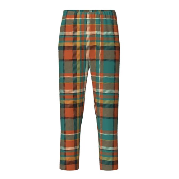 Wukai colorful plaid Print Teenagers' Pajama Pant Sleep Pajama Lounge Pant PJ Bottoms with Pockets and Button Fly(Available in Big & Tall)-Large