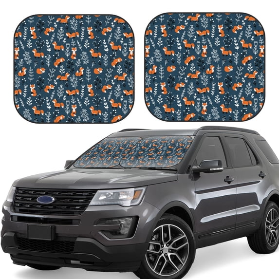 Wukai cute fall fox Print Windshield Sun Shade, Car Front Window Shades Sunshade Cover Sun Visor Shield Block Automotive Interior Protector Blocks UV Rays-Large