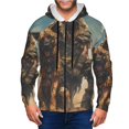 thumbnail image 1 of Wukai desert Man Shepherd Dog Print Men's Zip-Up Hoodie,Fleece Full-Zip Hoodie for Men, Hooded Sweatshirt-XX-Large, 1 of 5