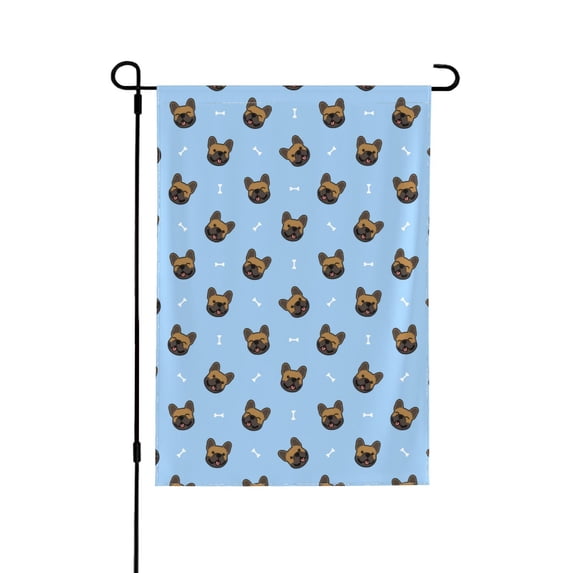 Wukai french Bulldog Face Garden Flags Double Sided Welcome Garden Yard House Flags Outside Outdoor House (Only Flag)