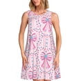 thumbnail image 1 of Wukai pink bows Print Women's Sleeveless Dress, Loose Fit Casual Dress for Women, Comfortable Sleeveless Summer Dress, 1 of 7