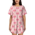 thumbnail image 1 of Wukai pink crustaceans Women's Pajama Set - Short-Sleeve Top and Shorts with Elastic Waistband and Pockets for Loungewear, Yoga, and Casual Wear-XX-Large, 1 of 6