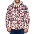 thumbnail image 1 of Wukai record rock Skull lips Print Men's Zip-Up Hoodie,Fleece Full-Zip Hoodie for Men, Hooded Sweatshirt-XX-Large, 1 of 5