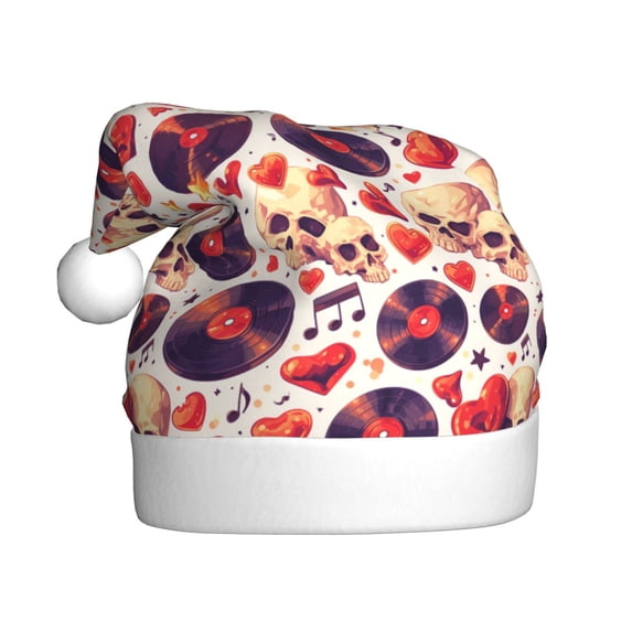 Wukai rock Skull record heart Christmas Stocking Classic Large Stockings Santa,Christmas Holiday Stockings for Xmas Decoration