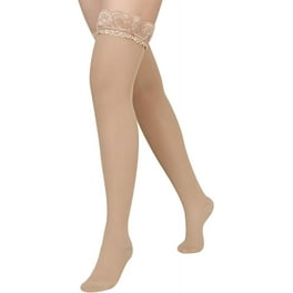 BriteLeafs Sheer Compression Stockings Thigh High Firm Support 20 30 mmHg Stay Up Scilicone band Closed Toe Medium Black Walmart