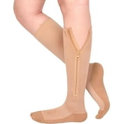 Wukang 15-20mmHg Closed Toe Copper Fiber Compression Sock, Knee High Graduated Medical Zipper Compression Stockings for Women and Men