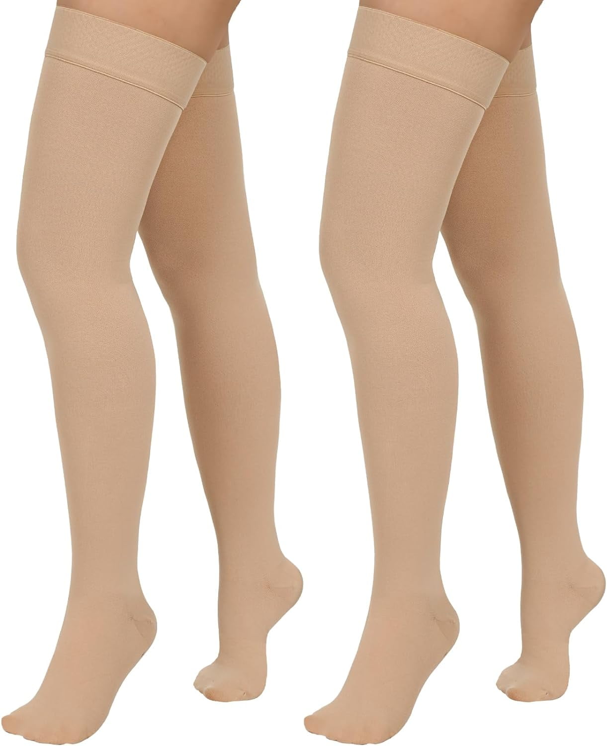2 Pairs Compression Stockings for Women & Men,20-30mmHg Thigh High Compression Socks,Closed Toe Medical Compression Socks with Silicone Dot Band