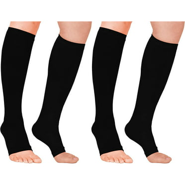 Wukang 6 Pairs Knee High Compression Stockings Open Toe 15-20mmhg ...