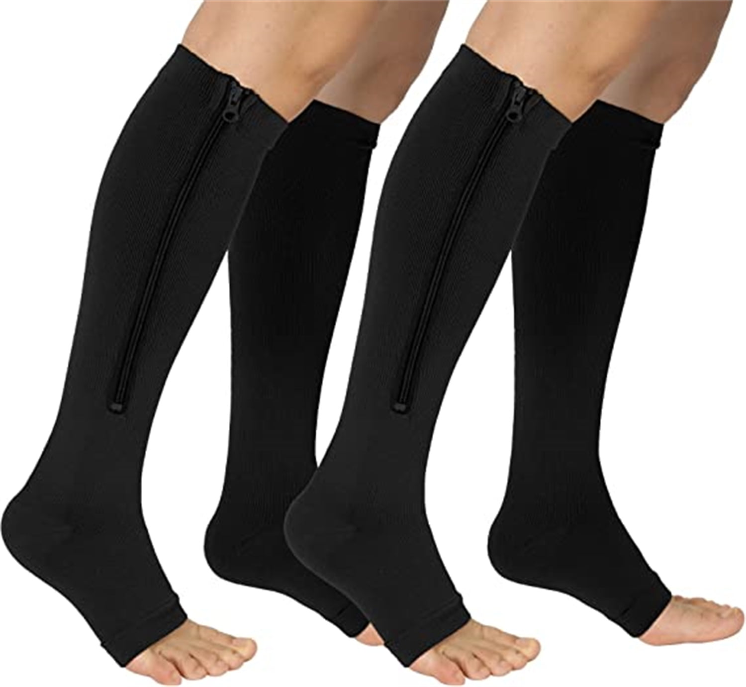 Zipper Compression Socks with Open Toe Best Support Zipper Stocking for  Edema Swollen Nurses Pregnancy Recovery 