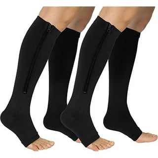 Zipper Compression Socks, 2 Pairs Open Toe Compression Stockings for Men  Women
