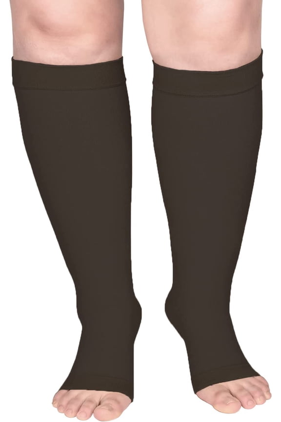 20-30 mmHg Plus Size Knee High Toeless Compression Stockings Wide Calf Compression Socks for Woman Men