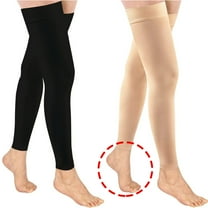 Wukang 20-30mmHg Black Thigh High Compression Stockings Footless Compression Socks for Women & Men锛