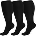Wukang 3 Pairs Plus Size Compression Socks for Men & Women Varicose