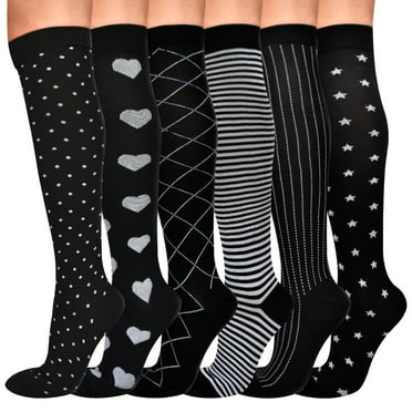 Wukang 6 Pairs 15-20 mmhg L/XL Knee High Compression Stockings Compression Socks for Men Woman
