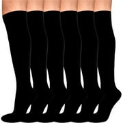 Wukang 6 Pairs Black Compression Socks L/XL Knee High Sport Compression Socks for Men and Women