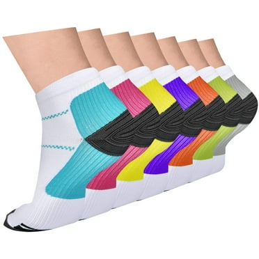 Wukang 7 Pairs Ankle Compression Socks for Men Women Athletic Compression Socks