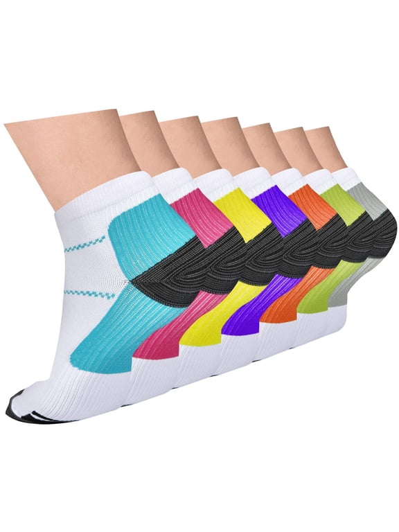 7 Pairs Ankle Compression Socks for Men Women Athletic Compression Socks