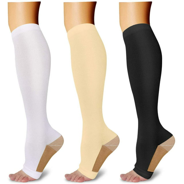 Wukang L/XL Size Open Toe Compression Socks Knee High Toeless ...