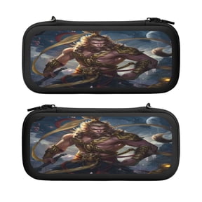 Wukong (3), Carrying Case For Nintendo Switch & OLED Version, Eva Lightweight Shockproof Protective Pouch Case for Game Console & Accessories with 10 Game Card Slot & Wristband, Black