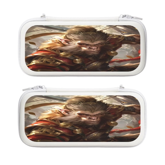 Wukong, Carrying Case For Nintendo Switch & OLED Version, Eva Lightweight Shockproof Protective Pouch Case for Game Console & Accessories with 10 Game Card Slot & Wristband, White