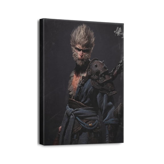 Wukong Game Poster - Epic Chinese Fantasy Canvas Posters Wall Art Room Decor Wukong (13) Canvas Painting Wall Art Poster for Game Rooms Dorms with Frame (12x16in)