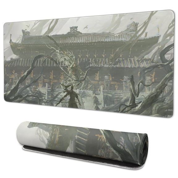 Wukong Mouse Pad Non Skid Fashion Rubber Mousepad for Table Desk Ancient Architecture, Sculpture, Wukong, Mousepad Gaming for Computer Wireless Mouse Decoration (35.4x15.7in)
