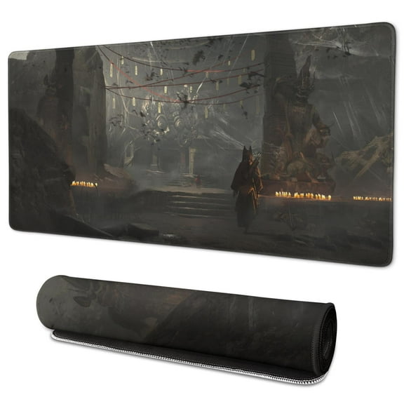 Wukong Mouse Pad Non Slip Wukong Rubber Mousepads for Desktop Tables Dark, Ancient Buildings, ) Desk Mouse Pad for Computer Desk Laptop Decoration (35.4x15.7in)
