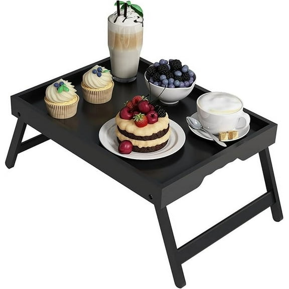 Wulawindy Bed Tray Table with Folding Legs,Bamboo Breakfast in Bed for Kitchen Serving Tray,Sofa,Eating,Used As Laptop Desk Snack Tray 16.9x12.3In