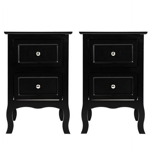 Wulawindy Bedside Table Black 2-Piece Set, Rustic Style Open Storage Space Coffee Table Two Layers 11.8x 15.7x23.6 Inches