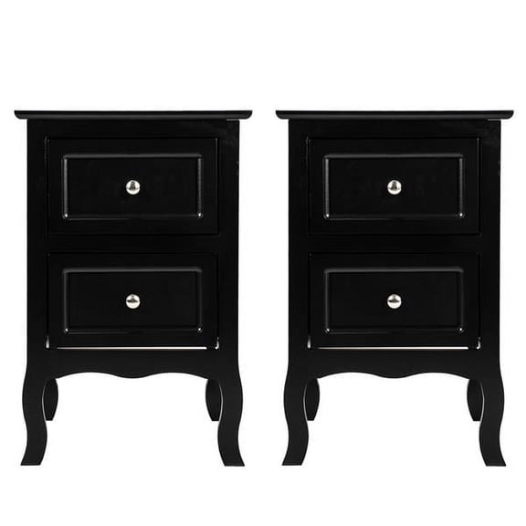 Wulawindy Bedside Table Black 2-Piece Set, Rustic Style Open Storage Space Coffee Table Two Layers 11.8x 15.7x23.6 Inches