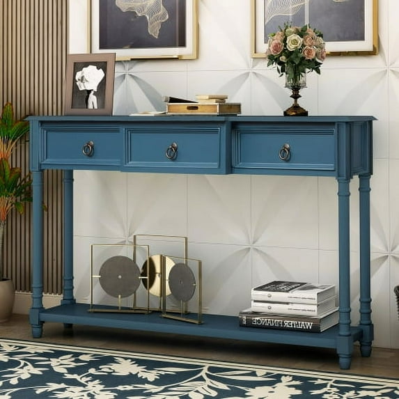Wulawindy Console Table Sofa Table with Drawers for Entryway with Projecting Drawers and Long Shelf