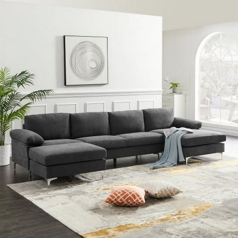 Wulawindy RELAX LOUNGE Convertible Sectional Sofa Dark Grey Fabric