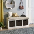 thumbnail image 1 of Wulawindy Rustic Storage Bench with 3 Removable Classic Rattan Basket , Entryway Bench with Removable Cushion, 1 of 7