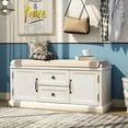 thumbnail image 1 of Wulawindy Storage Bench with 2 Drawers and 2 cabinets, Shoe Bench with Removable Cushion for Living Room, Entryway, 1 of 7