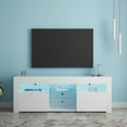 thumbnail image 1 of Wulawindy White Tv Cabinet, 57 Inches With Led, Living Room Entertainment 2 Storage Cabinets And Open Shelves, 1 of 8