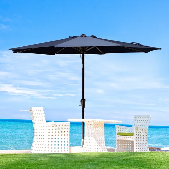 Wulful 10 ft Outdoor Market Patio Umbrella, Navy Blue