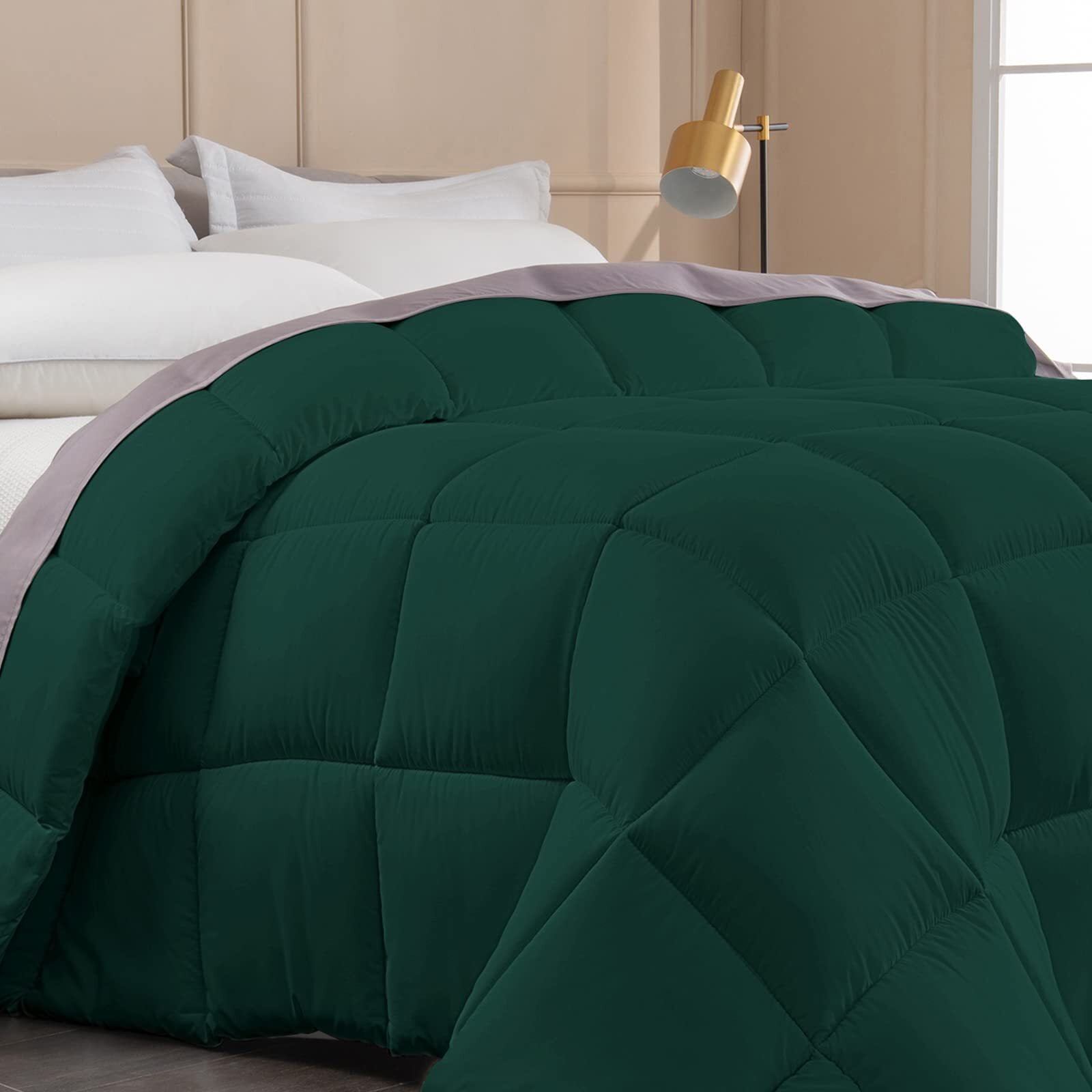King Hunter Green Reversible Down Alternative Comforter Set