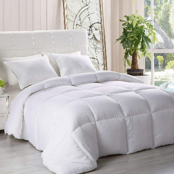 Wulful White Cal King Comforter, Cooling Down Alternative Quilted Washable Comforter w/ Corner Tabs