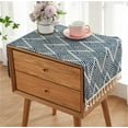 thumbnail image 1 of Wuluwala Simple Bedside Table Tassel Cover Cloth, Nightstand Tablecloth Cloth, Suitable for Nightstand Microwave Airflyer Dust Cover (15.7 * 35.4 inches,Blue), 1 of 5