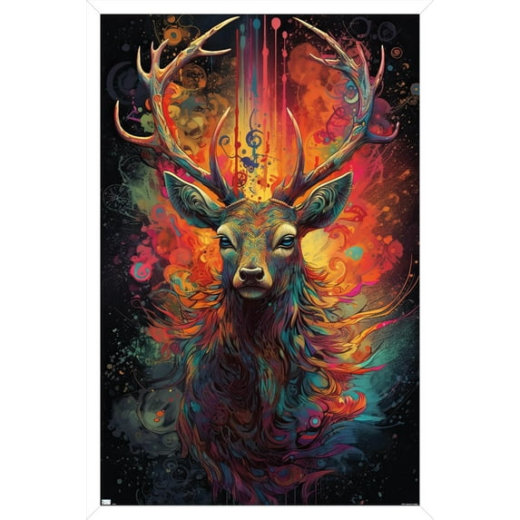 Wumples - Cosmic Deer Wall Poster, 22.375" x 34" Framed