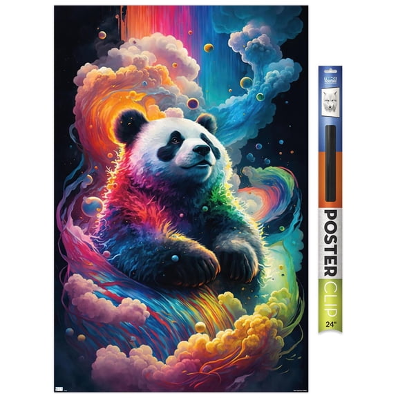 Wumples - Cosmic Neon Panda Wall Poster, 22.375" x 34"