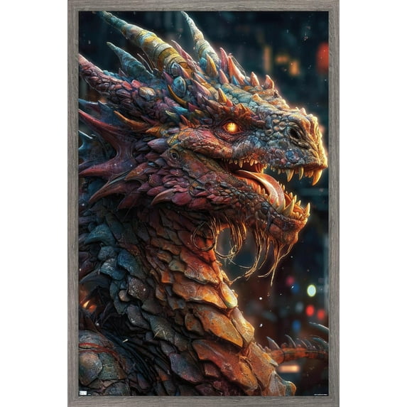 Wumples - Dragon Wall Poster, 14.725" x 22.375" Framed
