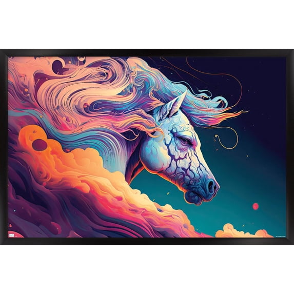 Wumples - Horse In The Sky Wall Poster, 14.725" x 22.375" Framed