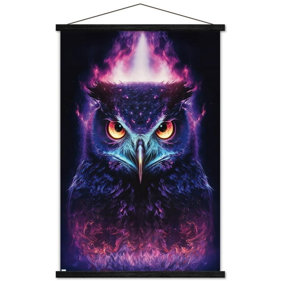 Wumples - Mystic Owl Wall Poster with Magnetic Frame, 22.375" x 34"